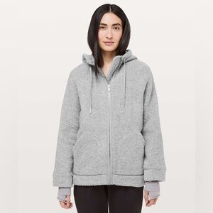 Lululemon So Sherpa hooded jacket - 12 - wool blend gray fleece full zip cozy